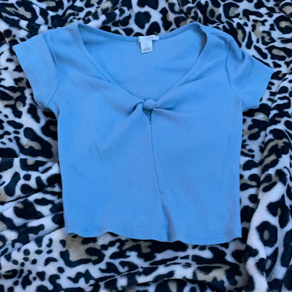 Blue tie up crop top